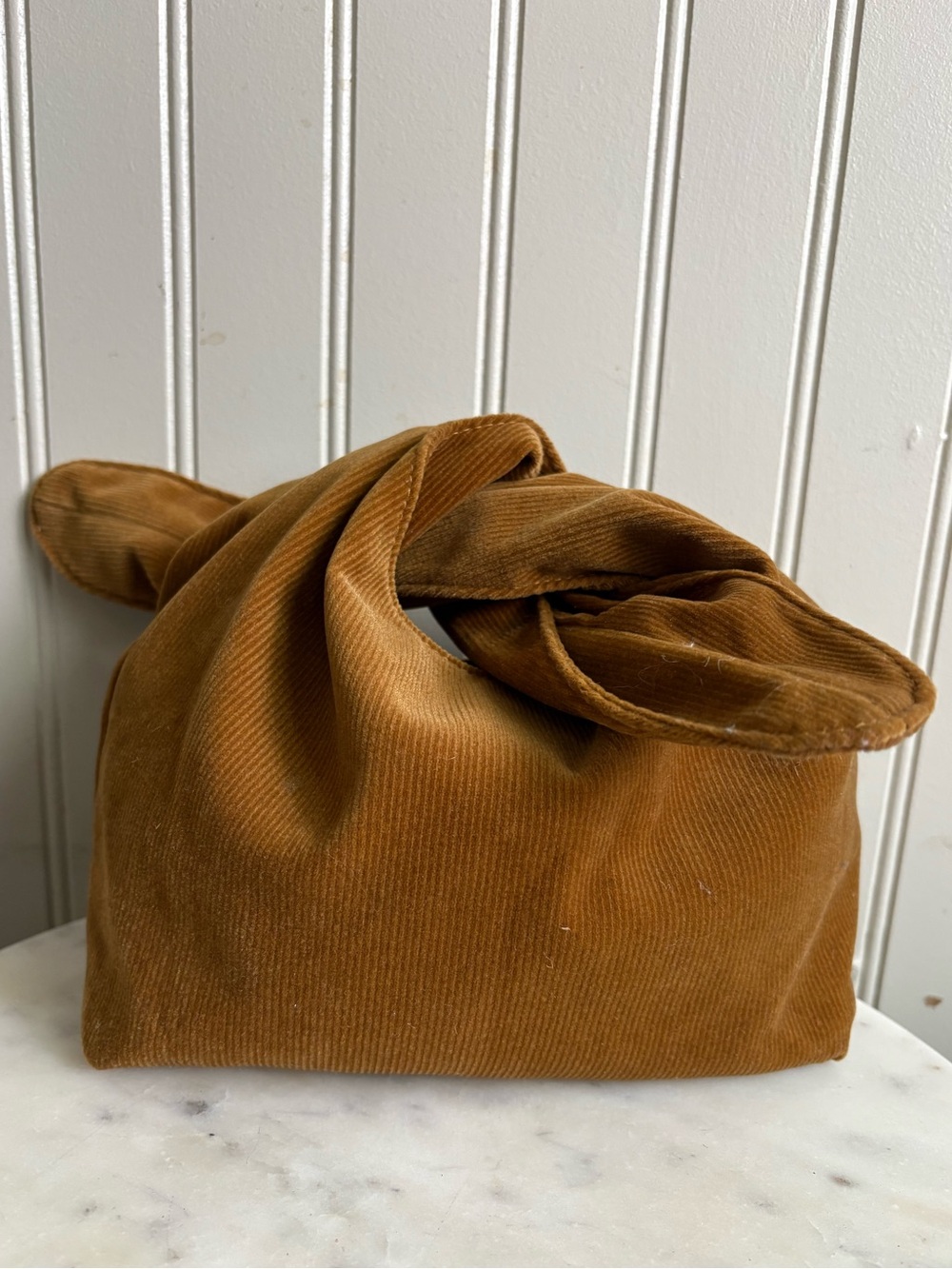 Merit Beauty Everything Bag Tan/Brown Corduroy Tie Cosmetic Travel Bag Designer